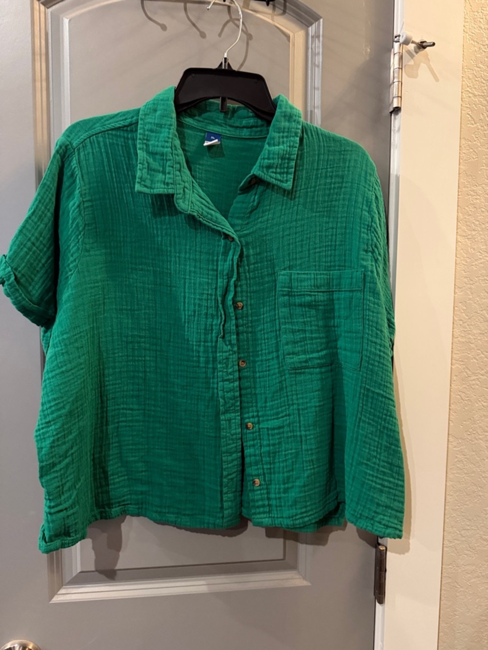 Old Navy Teal Green Gauze Button-Down Shirt